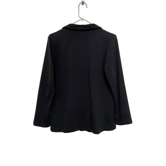 Black One-Button Cotton Stretch Blazer — Made in USA — Pleione Size M - Picture 3 of 12